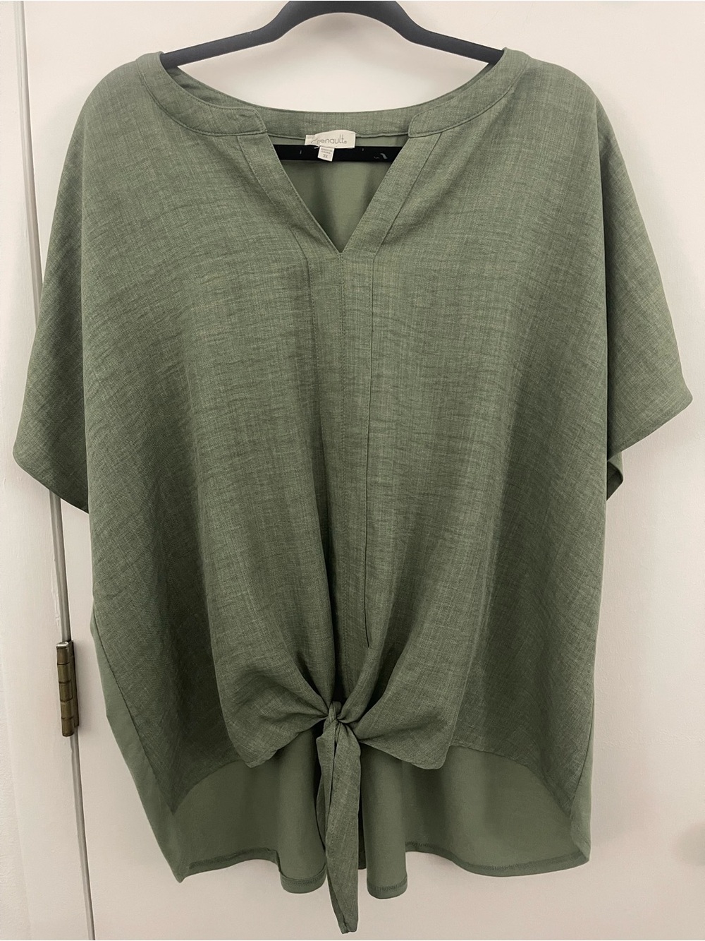 Chenault Olive Green Tie-Front Tunic Top